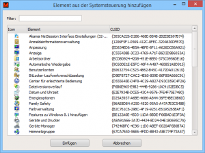 Systemsteuerung im Win-X-Menü