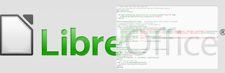 Arbeitsmenü für LibreOffice